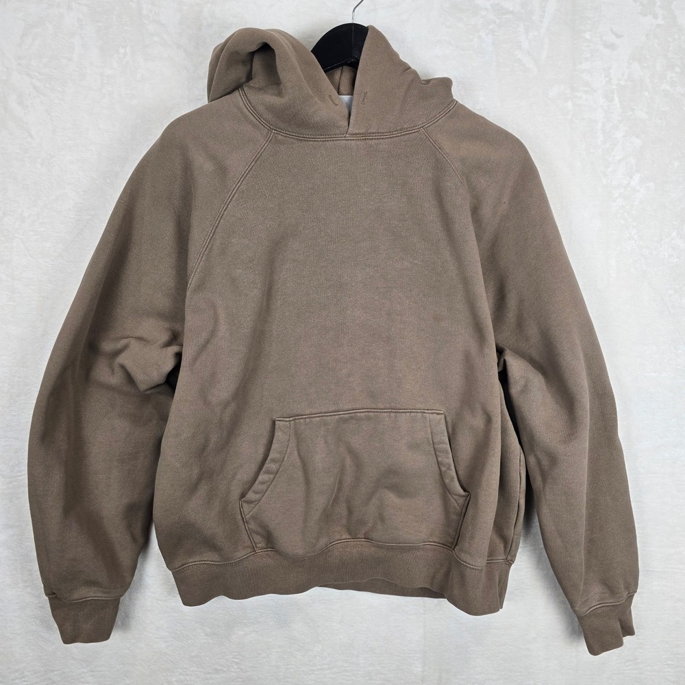 Fear of God Essentials Hoodie Taupe Brown Logo Graphic Pullover Small